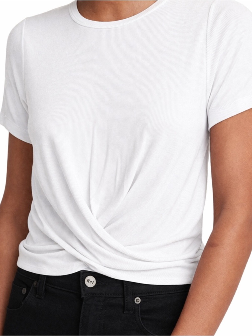Marine Layer Lexi Front Twist Short Sleeve Tee in White